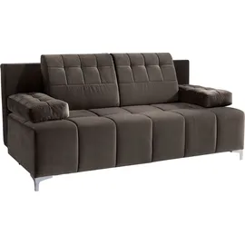 exxpo - sofa fashion 3-Sitzer EXXPO - SOFA FASHION "Sinus Schlafsofa, Dauerschläfer, Bettkasten, mit Federkernpolsterung", braun, B:202cm H:86cm T:103cm, Sofas, bequem, mit hochwertigem Funktionsbeschlag für mehr Komfort