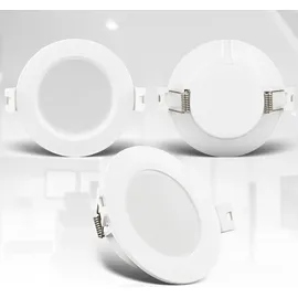 B.K.Licht Einbaustrahler 6er Set (230V) flach neutralweiß 3W 330lm Kunststoff 90x28mm