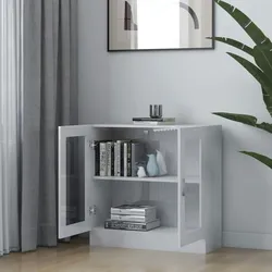 vidaXL Vitrinenschrank Hochglanz-Weiß 82,5x30,5x80 cm Holzwerkstoff
