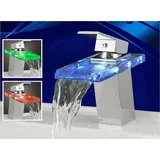 Küchenarmatur LED RGB Glas Wasserfall Wasserhahn Beleuchteter Waschtisch Wasserhahn Einzigartig gestalteter Wasserhahn,leicht zu reinigen und zu w...