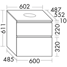 Burgbad Lin20 Waschtischunterschrank 60,2 x 48,7 x 66,1 cm Basaltgrau Matt