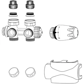 HEIMEIER Multilux 4-Set Thermostatventil umstellbar von Zwei- auf Einrohrbetrieb weiß