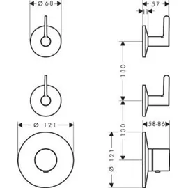 Hansgrohe AXOR One Thermostatmodul Unterputz für 2 Verbraucher, mit Hebelgriff, Brushed Bronze