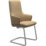 Polsterstuhl STRESSLESS "Laurel", beige (sand paloma, chrom glänzend), B:58cm H:105cm T:60cm, Leder PALOMA: PALOMA ist ein durchgefärbtes Semianilin-Möbelleder mit natürlicher Narbung., Stühle, Polsterstuhl, High Back mit Armlehne, Größe L, mit Beinen aus Stahl in Chrom