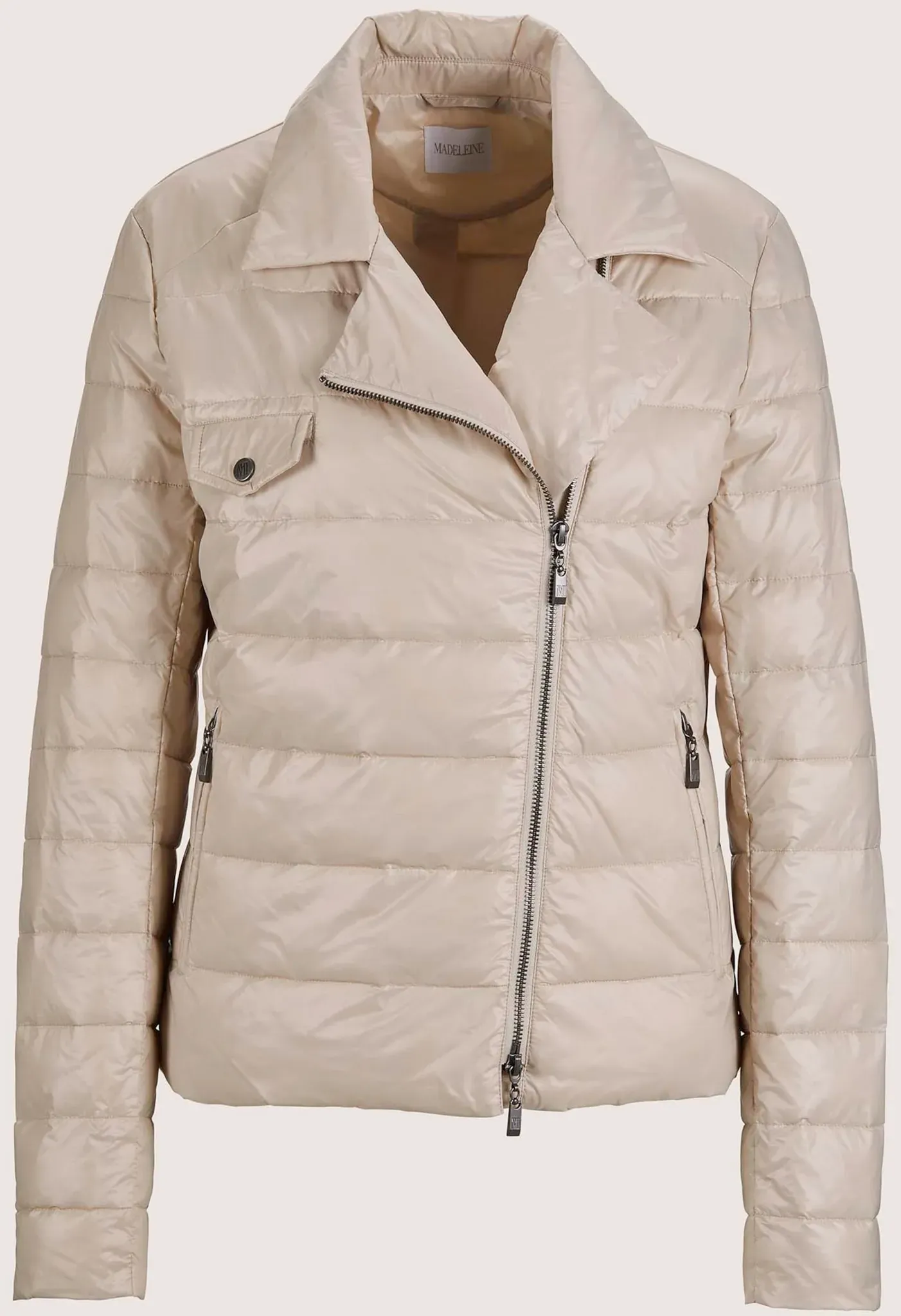 Steppjacke MADELEINE "Steppjacke Steppjacke mit Reißverschluss", Damen, Gr. 42, grau (kiesel), Obermaterial: 100% Polyamid PA., Modern, normal, Jacken Steppjacke