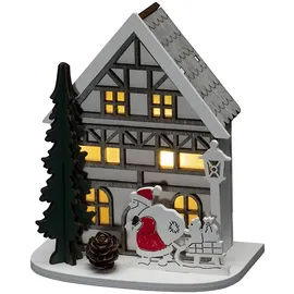 Konstsmide LED Holzsilhouette Haus Weiß 1 Warm-Weiße Diode