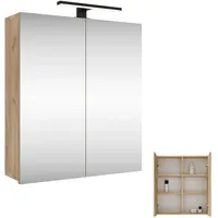 Planetmöbel Spiegelschrank Merkur, gold eiche, 60 cm, mit LED-Leuchte