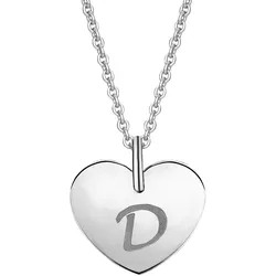 Ketten-Anhänger ONE ELEMENT "Herz mit Gravur D Buchstaben Anhänger aus 333 Weißgold", silber, Schmuckanhänger, Damen, D, Weißgold 333, Damen Gold Schmuck Herz mit Gravur D