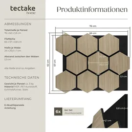 Tectake Akustikpaneel Sonic Shield Braun 6 St. 76 x 62 x 1,8 cm