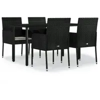 VidaXL Polyrattan Garten-Essgruppe 5-tlg. schwarz inkl. Kissen 3185157