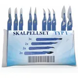 Horn Medical Einweg Skalpell Set Typ I - Skalpelle in den Größen/Figuren 10 (3x), 11 (2x), 12 (3x) und 24 (2x) - einzeln steril verpackt