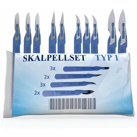 Horn Medical Einweg Skalpell Set Typ I - Skalpelle in den Größen/Figuren 10 (3x), 11 (2x), 12 (3x) und 24 (2x) - einzeln steril verpackt