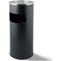 Grafner® 2in1 Edelstahl Standaschenbecher mit Mülleimer 30 Liter, Pulverbeschichtung, schwarz