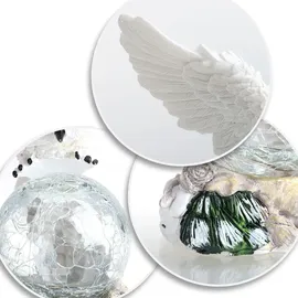 COM-FOUR com-four® LED-Figur Eule mit Glaskugel - LED Beleuchtung zum Hinstellen mit Timer-Funktion - dekorative Weihnachtsfigur