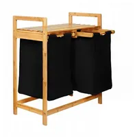 Ad.con Bambus-Wäschekorb mit Regal Wäschesortierer Badezimmer Wäscheregal Wäschebox 2