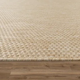 Paco Home Outdoor Teppich, Flachgewebe Einfarbig Modern Wetterfest für Terrasse Küche 60x100 cm, Natur,