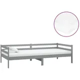 vidaXL Tagesbett mit Matratze 90x200 cm Grau Kiefer Massivholz