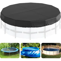 VEVOR runde Poolabdeckung, 4,57 m, Solarabdeckungen für Aufstellpools, Sicherheits-Poolabdeckung mit Kordelzug-Design, Winter-Poolabdeckung aus 420D Oxford-Gewebe, wasser- und staubdicht, schwarz