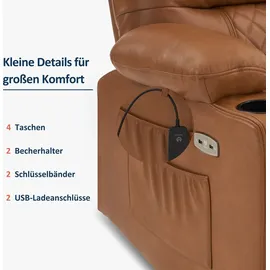 MCombo Relaxsessel 7033 Kunstleder 88 x 110 x 83 cm Braun elektrisch mit Liegefunktion