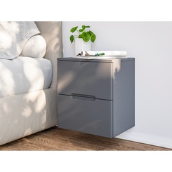 Nachttisch Talo 40cm 2 Softclose-Einzüge mit Greifraum Wandmontage grau matt