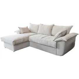 KAWOLA Sofa DAMETO Ecksofa Bettsofa Schlafsofa mit Stauraum Cord weiß