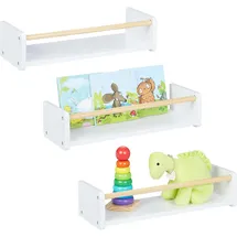 Relaxdays Kinderregal 3er Set 3-tlg.  Weiß/Hellbraun