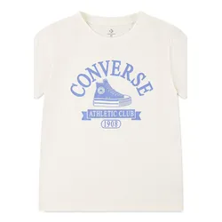 T-Shirt CONVERSE "CNVG CHUCK TAYLOR T-SHIRT", Kinder, Gr. 122/128 (S), weiß (egret), Obermaterial: 60% Baumwolle, 40% Polyester, sportlich, Shirts, für Kinder
