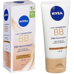 NIVEA BB MITTEL BIS DUNKEL 5IN1 24h FEUCHTIGKEIT LSF 15 Gesichtscreme 50,0 ml