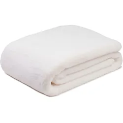 Wohndecke GÖZZE "Merino Wendewohndecke", weiß (wollweiß), B:150cm L:200cm, Polyester, Wohndecken, kuschelig weich