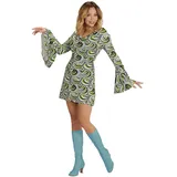 W WIDMANN MILANO Party Fashion - 70er Jahre Kleid für Damen, mit Trompetenärmeln, Kostüm für Karneval, Festival, Mottoparty