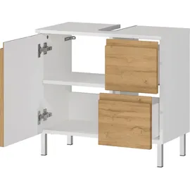 KADIMA DESIGN Waschbeckenunterschrank 60 x 56 cm Weiß und Eiche Grandson