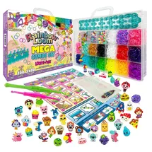 bandai s.a.s. Rainbow Loom Mega Combo Set Armbandherstellung Webrahmen mit 5600 Gummibändern Charms und Perlen