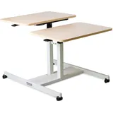 KMINA - Betttisch auf Rollen Höhenverstellbar, Mobiler Beistelltisch, Krankenhaus Tisch für Bettlägerige, Verstellbarer Winkeltisch (Doppelt)