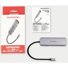 AXAGON HMC-5 USB 3.2 Gen 1 (3.1 Gen 1) Type-C, 100 W, 1.4/2.3, MMC, MMC Mobile,