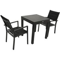 DEGAMO Garnitur ALCUDIA 3-teilig, Aluminium anthrazit + Kunstgewebe schwarz