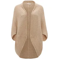 Opus Damen Poncho/Cape | Strickcape AMARYLLIS Oversize mit Waffelstruktur macadamia, 0 - Einheitsgröße