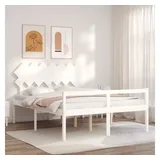 furnicato Bett Seniorenbett mit Kopfteil 140x190 cm Weiß Massivholz (1-tlg) weiß