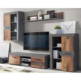 Forte Wohnwand Forte grau Dunkelgrau, vintage), B:288,6cm, Kastenmöbel-Sets, Wohnwand