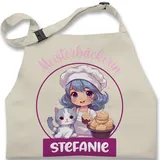 Kinderschürze Schürze Kinder Jungen Mädchen - Backschürze - Meisterbäckerin mit Name - 2-6 Jahre - Natur Weiß - geschenke für hobbybäcker backschürzen+für+kinder personalised backen - 2-6 Jahre