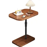 Smbcgdm C-förmiger Beistelltisch, höhenverstellbar, für Couch, Sofa und Bett, Nachttisch mit 2-stufigem Ablagefach, modern, braun, 46 cm x 30 cm x (60 cm-90 cm)