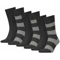 TOMMY HILFIGER Herren Socken, 6er Pack - Rugby Sock, Strümpfe, Streifen, uni/gestreift Grau 39-42