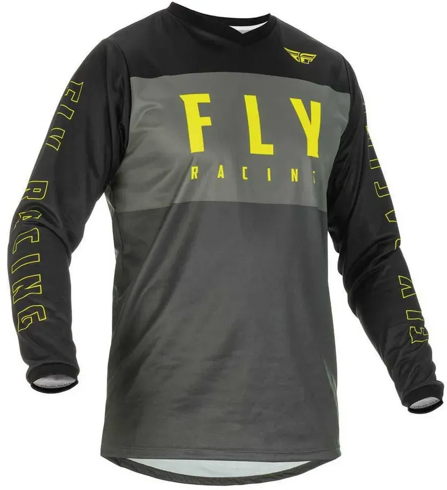 Fly Racing F-16 Langarm-trikot - Grey / Black / Yellow Fluo - 14-16 Jahre