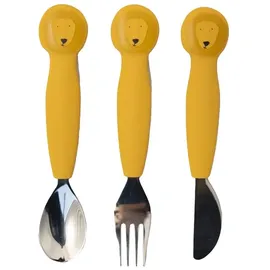 Trixie Silikon-Besteck-Set, 3er-Pack, Mr. Lion, Kleinkind-Utensilien, weich, langlebig und griffig, sicheres Geschirr für Kinder, die essen lernen
