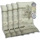GO-DE Textil Bequeme und attraktive Polsterauflagen für Hochlehner-Gartenstühle (4er-Set, Feder beige, Hochlehner)