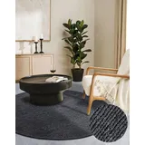 Villeroy & Boch Wollteppich Francois Rund - Natur Wohnzimmerteppich - Handgewebt & Natürlich - Boho Teppich Wolle für Wohnzimmer, Schlafzimmer, Esszimmer, Flur, Küche – Anthrazit, 200cm