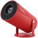 LQWELL HY300 Mirror Mini Beamer, Native 720P, 4K 1080P Unterstützung, mit HDMI-, USB- und 3,5mm-Anschlüssen, kabelgebundene Bildschirmspiegelung, tragbarer Heim- und Outdoor-Projektor, Rot