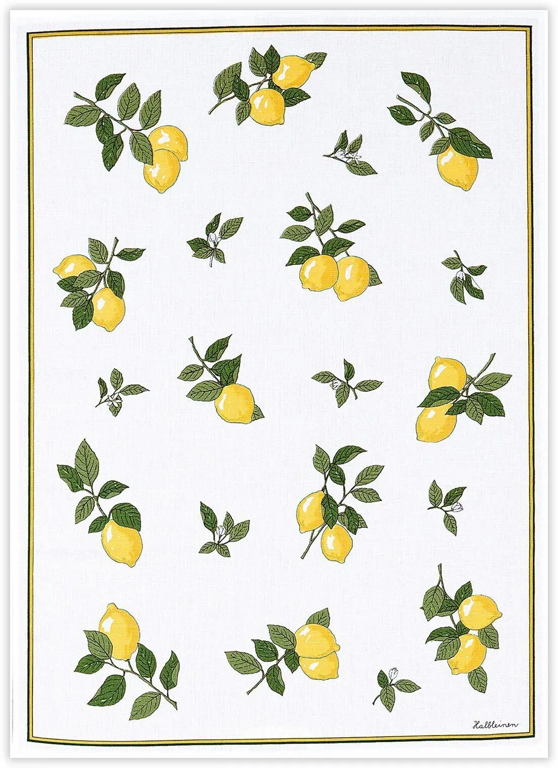 Kracht Küchen Textilien Zitronen Halbleinen Küchentuch bedruckt 50x70 cm gelb-grün 3er Pack - gelb;grün