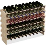 Relaxdays Weinregal, für 60 Weinflaschen, stapelbares Flaschenregal, HBT: 73x103x25 cm, erweiterbar, Kiefernholz, natur