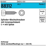 Reyher Zylinderblechschraube R 88312 Spitze/Innen-6kt C 5,5x 60 A 2 200 Stück