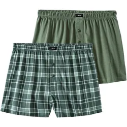Boxer H.I.S "Boxershorts für Herren", Herren, Gr. M, salbei, karo, Obermaterial: 100% Baumwolle, körpernah, Unterhosen, in weiter Passform